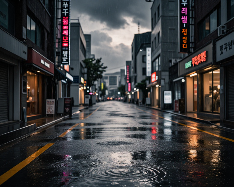 Rainy Seoul Street