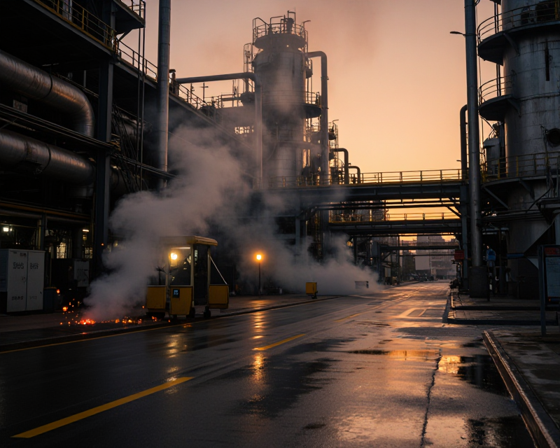 Industrial Fire Aftermath Atmosphere
