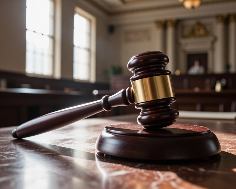 Judicial Gavel in Grand Courtroom